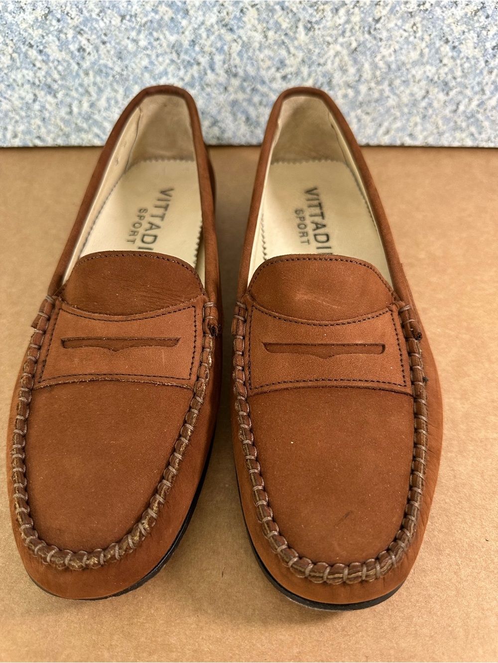 Adrienne Vittadini Sport Brown Suede Penny Loafers Sz 9